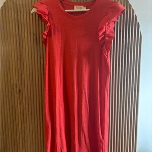 Nation LTD Red Casual Dress with Ruffled Sleeves
